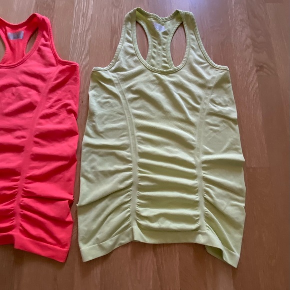Athleta Set of 2 Womens Racer Back Tanks w Flattering Details /Lime / Orange / S - Picture 4 of 16
